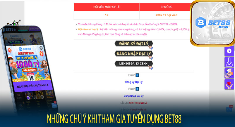 Những chú ý khi tham gia tuyển dụng Bet88